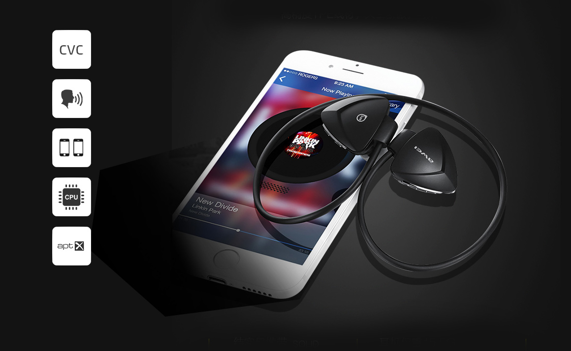 Bezdrôtová Bluetooth slúchadlá pre šport Awei A840bl