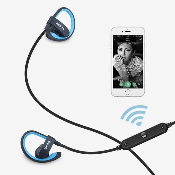 Bezdrôtová Bluetooth 4.2 slúchadlá s ovládačom hlasitosti mikrofónom a preskakovaním pesničiek športové kôstky Ipipoo IL98BL.