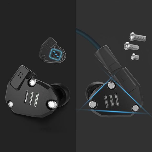 Luxusné slúchadlá do uší kovová hliníková KZ ZS6.