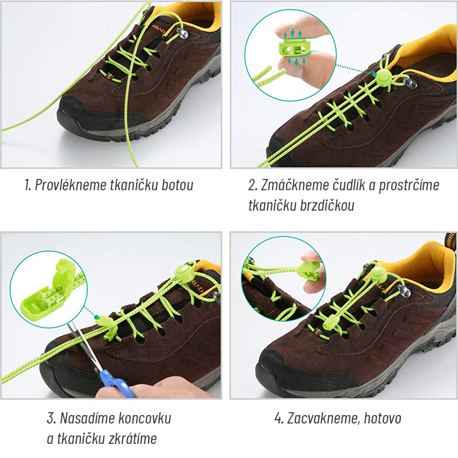 Elastické šnúrky 60cm 80cm 100cm 120cm skracovacie na ľubovoľnú dĺžku do topánok EasyLace dávajú.