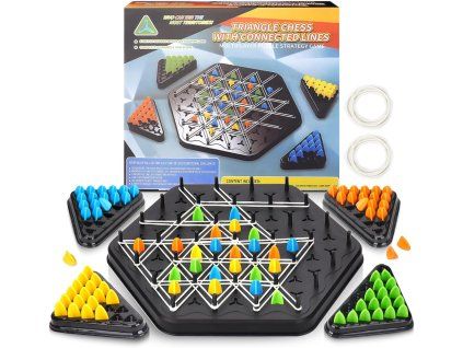 Triangle Chess 6688 logická desková hra pro 2 až 4 hráče strategická stolní hra s gumičkami